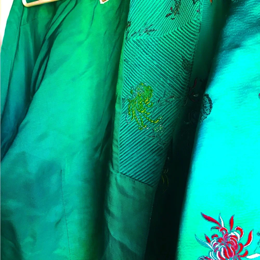 Peony gorgeous robe/trench embroidered flowers. Super Rare. - Picture 4 of 16